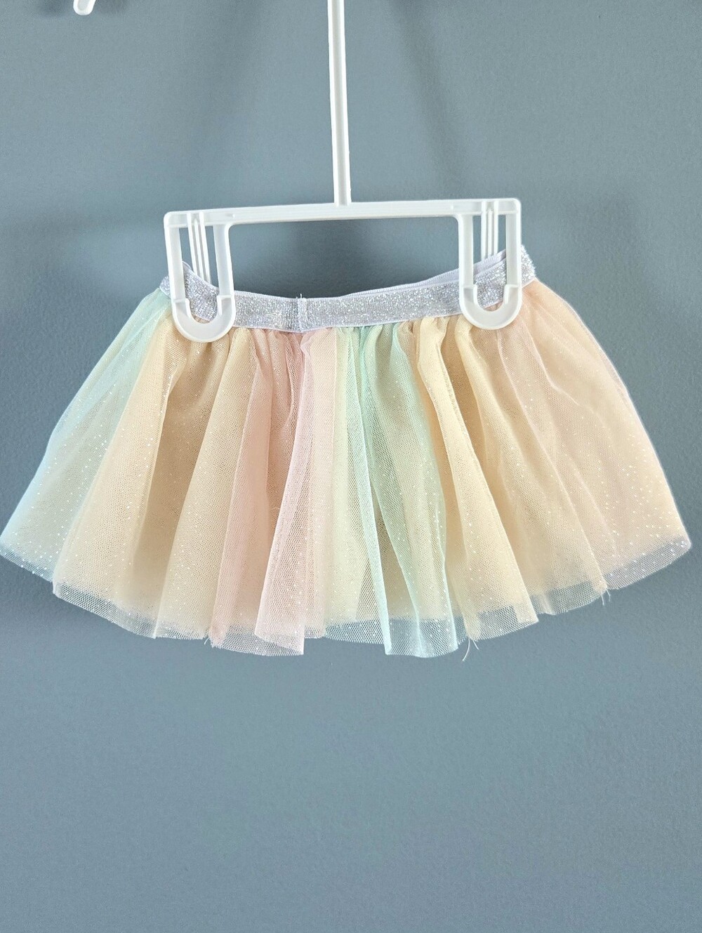 Pastel Glitter Tulle Skirt or Diaper Cover for Baby- Multi-Color 12m